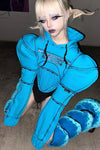 Windowsen corset pad shoulder sweater PS23T003 blue